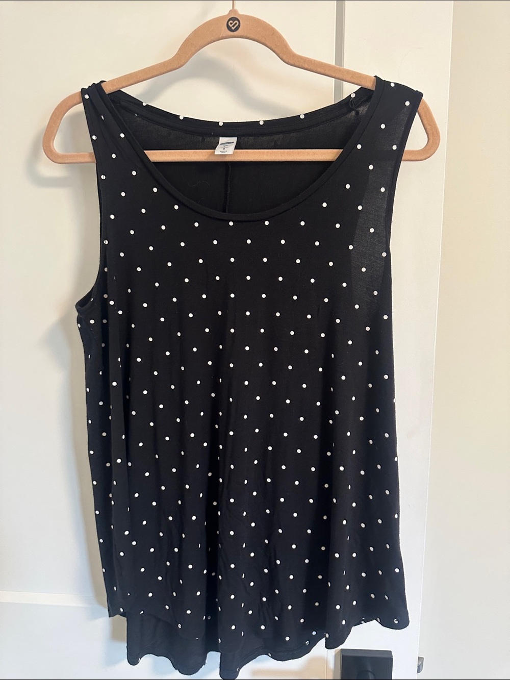 Old Navy Black Tank Top with White Polka Dots